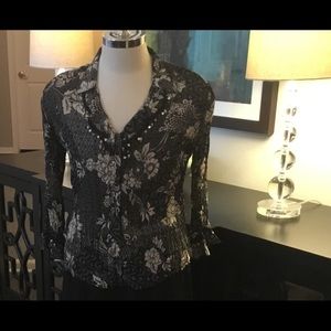 Jaipur Elegant Crinkle Beaded Floral Blouse